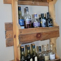 Rustic Three-Tier Whiskey Rack - Handmade Reclaimed Wood
