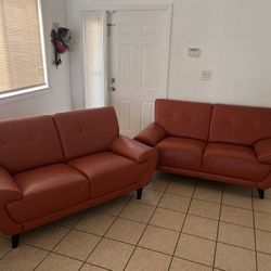 Red Leather Couches 