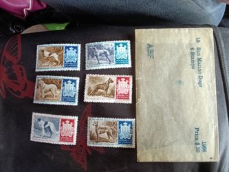 Vintage 1956 San Marino Dog Stamps..