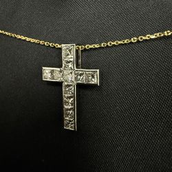 Diamond Cross In 14K White Gold