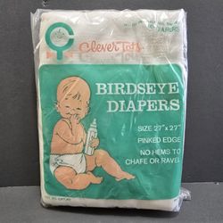 New Birdseye Cleaver Tot 27” X 27” Cloth Diapers Pinked Edge Cotton Pack Of 6,