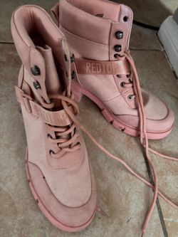 Redtop Pink Lace-Up Combat Boots
