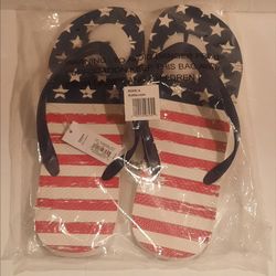 BRAND NEW Kohl's July 4th Red White & Blue Men's Flip Flops size Large (10/11)