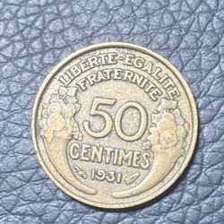 1931 Fifty Centimes Coin 