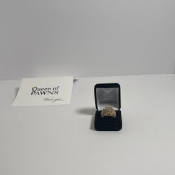 10KT Yellow Gold Ring, Covered Emerald Cut Stones