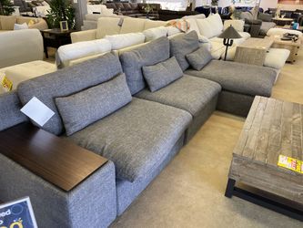 Divani Casa Paseo Charcoal Foam & Feather Seating Modular Sectional /3pc