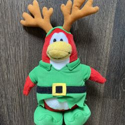 Disney Club Penguin Reindeer Elf Christmas Penguin 7" Plush Jakks