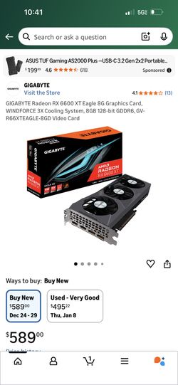 GPU Gigabyte Raedon RX6600XT Eagle 8GB VRam GDDR6 Graphics Card