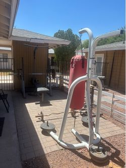 Work out bench and punching bag