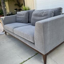Brand New. Mid Century Modern Sofa. Charcoal Grey/light Walnut Base And Legs. 2 Available 