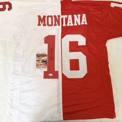 Joe Montana SF 49ers Autograph Split Color Jersey JSA COA