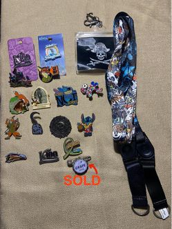 Disney & Knott's Berry Farm Pin Collection with Lanyard