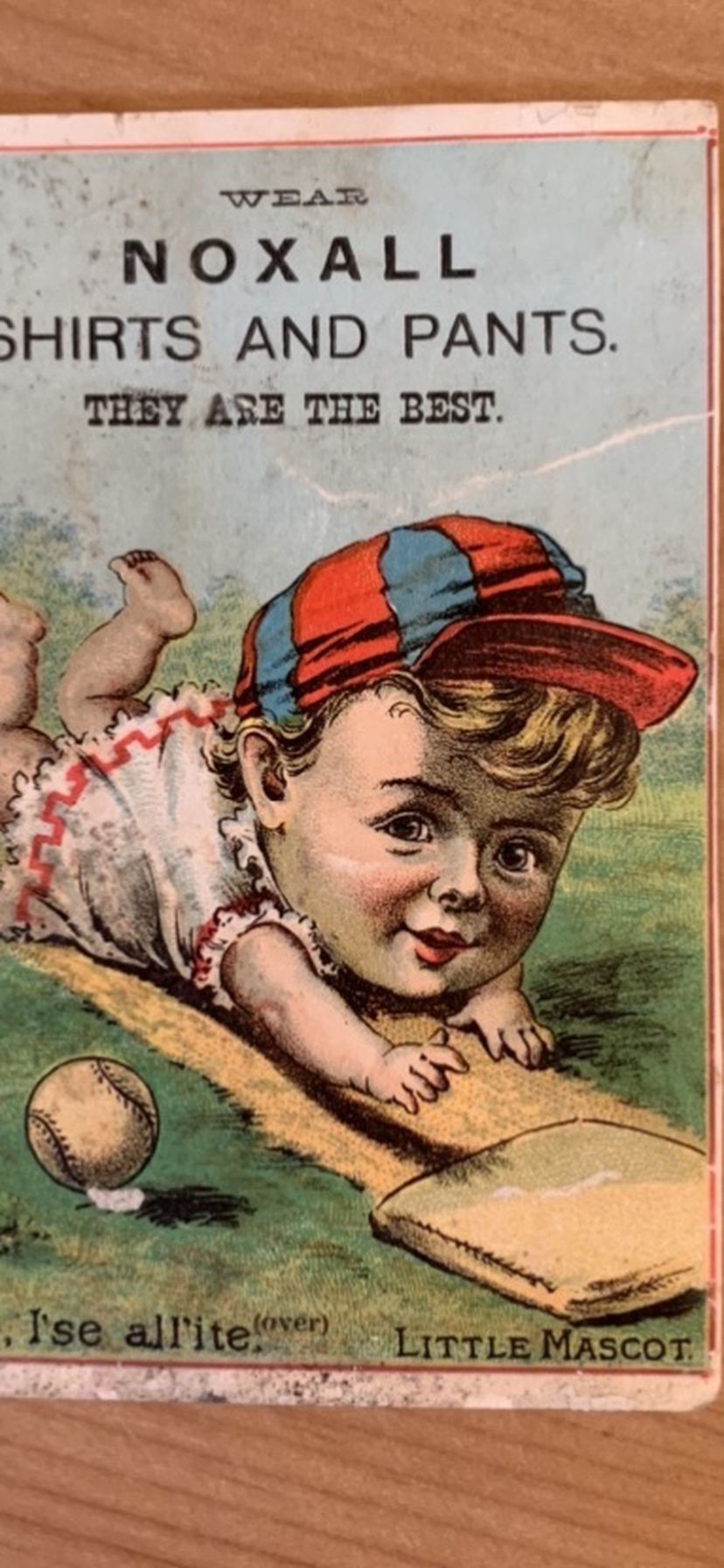 NOXALL SHIRTS PANTS BASEBALL QUINCY IL.1880’S TRADE CARD Baseball advertising trade card