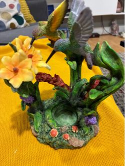 Hummingbird and Flower Resin. Candle Holder