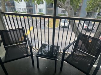 Patio chair & glass table