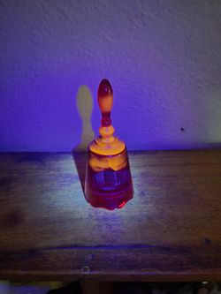 PENDING SALE **READ**Glow Glass Fenton Bell *Has Advertisement for Wahama High School W. Virginia