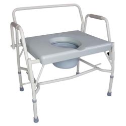 DMI Drop Arm Portable Toilet Commode, Extra-Wide Seat, 500 Pound Weight Capacity, Bucket with Lid Included, Adjustable Legs, Elderly Assistance Produc