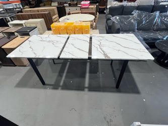 (Small Damage) Faux Marble Wood Top Dining Table for 6-8 Person