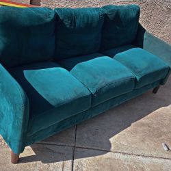 Teal Velvet Sofa Couch