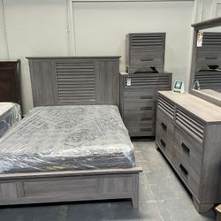 Grey Starter Bedroom Set Queen Size 