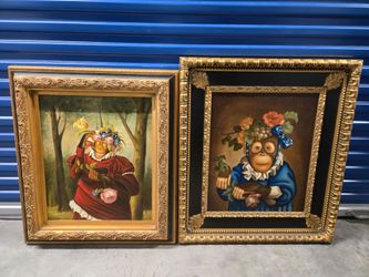 Paintings / Monkeys by Massey / Vintage MCM