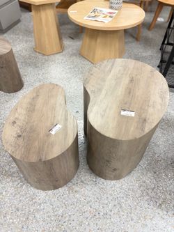 Shaped Coffee Table/ lightbrown oak color (Set of 2 )