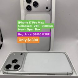 NEW - IPhone 17 Pro Max - $1390 - Unlocked - Silver - 2 TB - 2000 TB