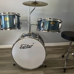 Eastar 3-Piece Kids Drum Kit, Metallic Sky Blue