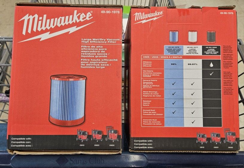Large MILWAUKEE M18 High Efficiency Vacuum Filter