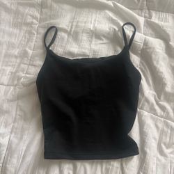 Skims Black Cropped Spaghetti Strap Tank Top