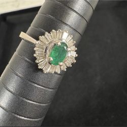 Vintage White Gold 14k Emerald Ring 