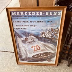 Vintage Mercedes Print In Frame