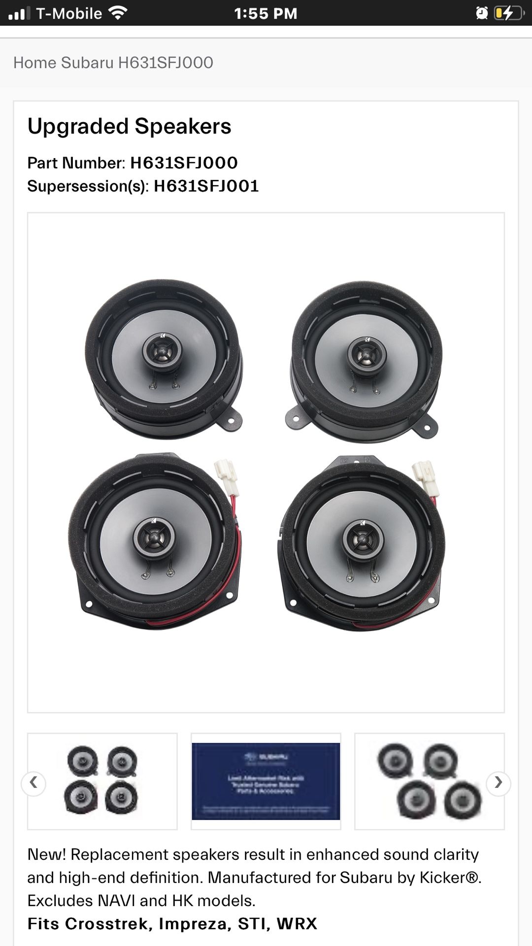 New Subaru  4 x 6”Speakers