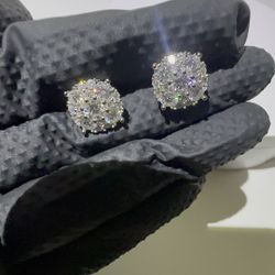 Moissanite Diamond 12mm Cluster Earrings 