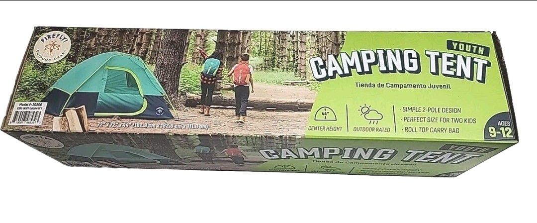 Firefly! Outdoor Gear Youth 2-Person Camping Tent - Blue/Green Color.  Brand New!