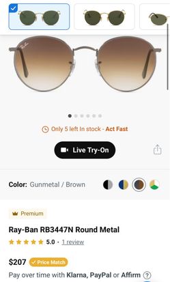 Ray-Ban RB3447N Round Metal Sunglasses