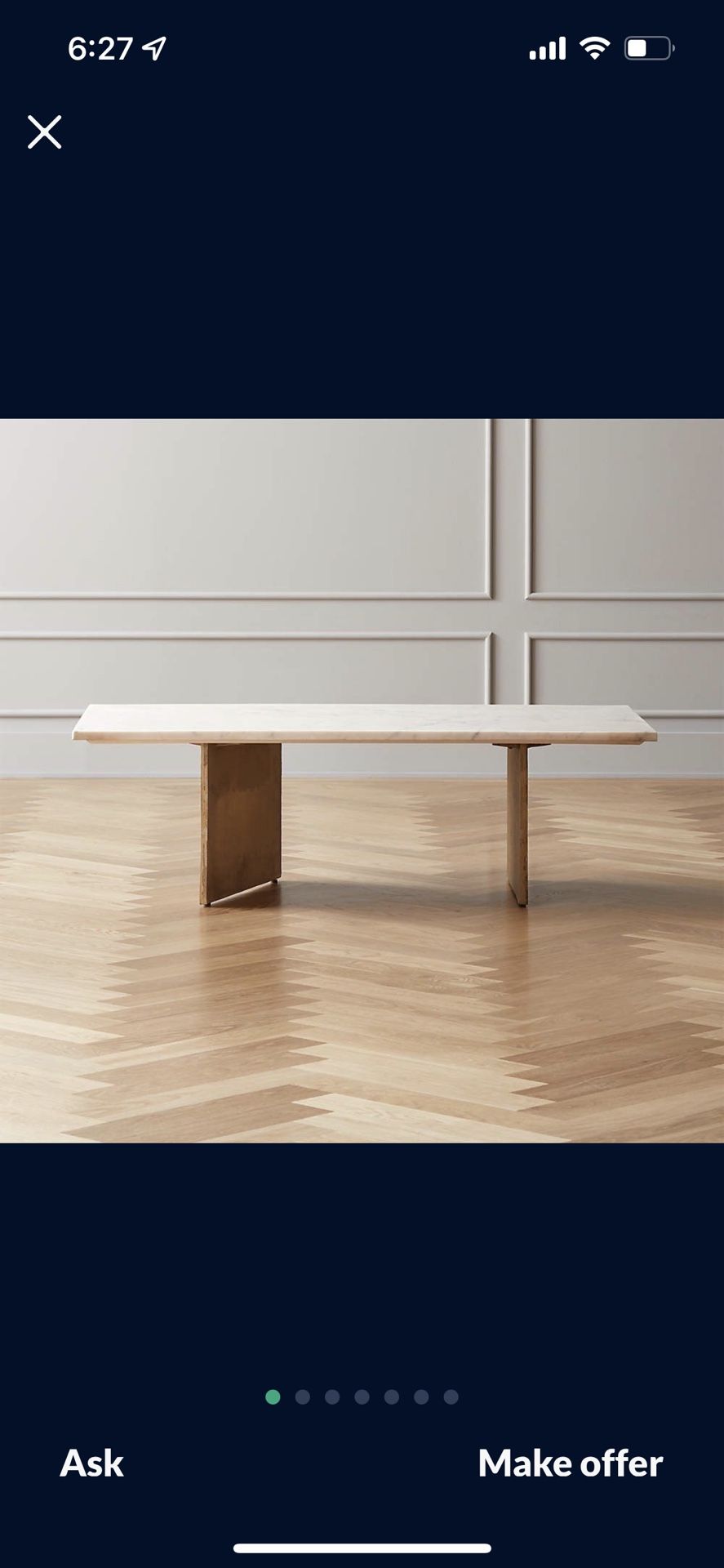 CB2 Oblique Marble Coffee Table