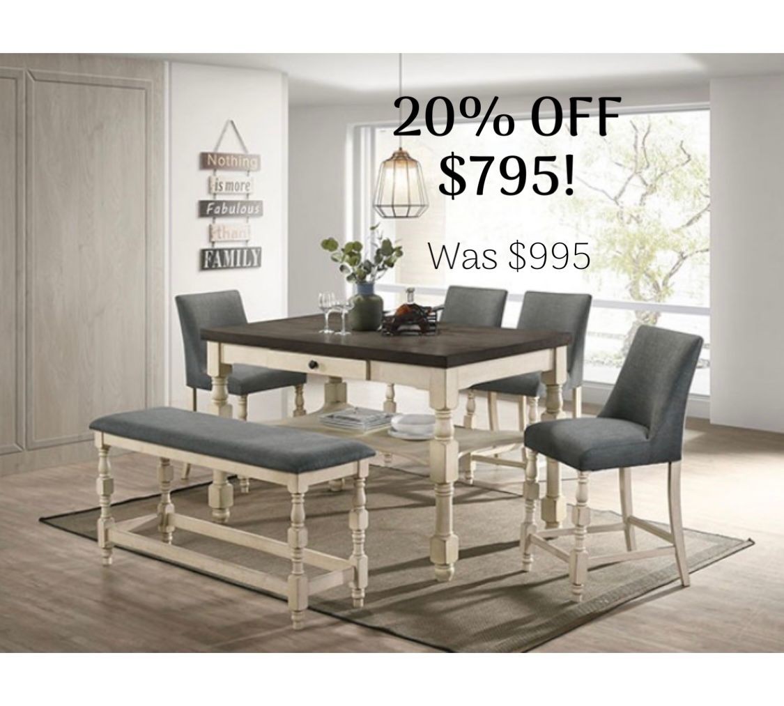 NEW 6PC COUNTER HEIGHT DINING SET