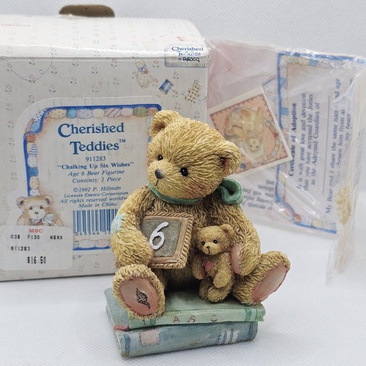 Cherished Teddies Age 6 figurine 1992 birthday celebration books wishes six
Mint condition, kept in the box, box has some minor wear due to storage