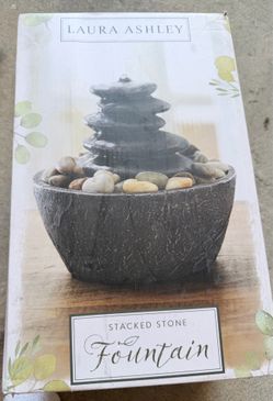 Laura Ashley Stacked Stone Tabletop Fountain - Battery Operated-New in Box