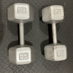 Pair Of 45 Lb Dumbbells 