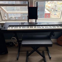 Roland JUNO-D8 Synthesizer Keyboard w/speaker, stand, pedal and stool