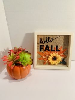 Pumpkin Succulent & Hello Fall Sign