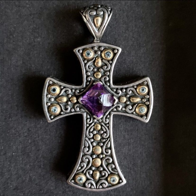 Sterling Silver and 18Kt Gold Cross Pendant