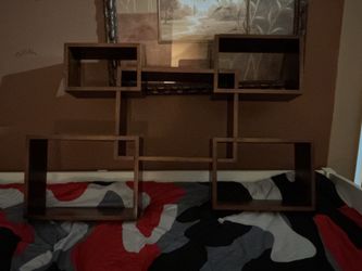 5 Geometric Cube Mounted Floating Wall Shelves