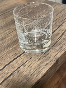New Orleans Map Etched Rocks Glass