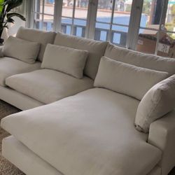 West Elm Harmony 3pc Sectional Couch Sofa Feathered 