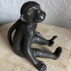 Wonderful Small Bronze Or Brass Metal Monkey Statue Paperweight.  3.5” High & Just…..