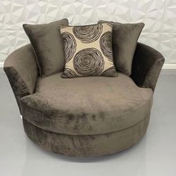 Brown Swivel Oversized Chair 