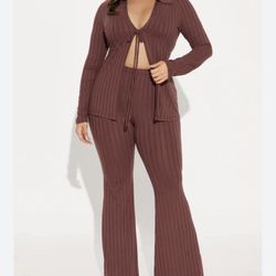 brown 2-piece pant set